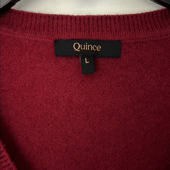 Quince Cashmere V-Neck Sweater in Crimson Red - Picture 2 of 6